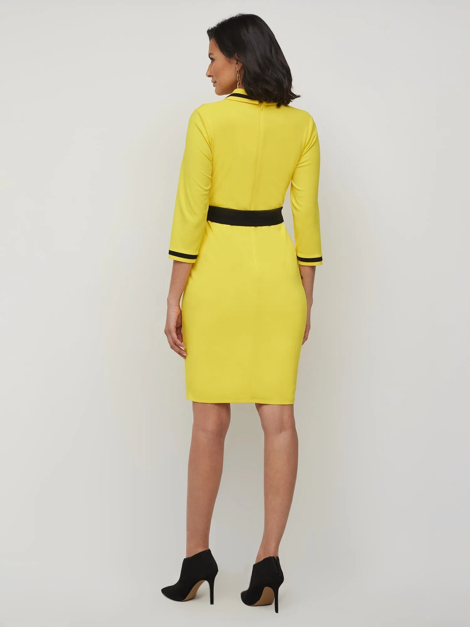 Notch-Lapel Belted Sheath Dress - Magic Crepe®