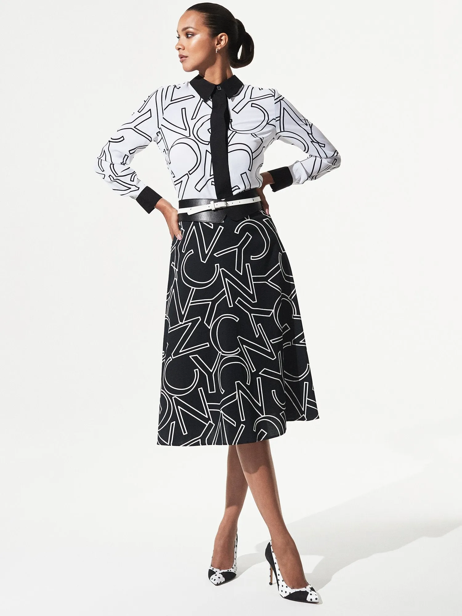 NYC-Print Side-Tab A-Line Skirt