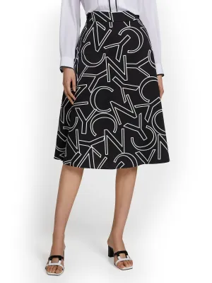 NYC-Print Side-Tab A-Line Skirt