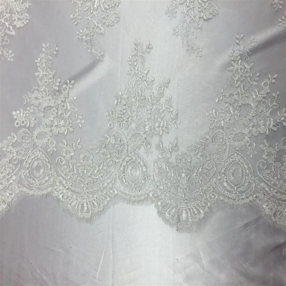 Off White Oswald Embroidered Lace Fabric