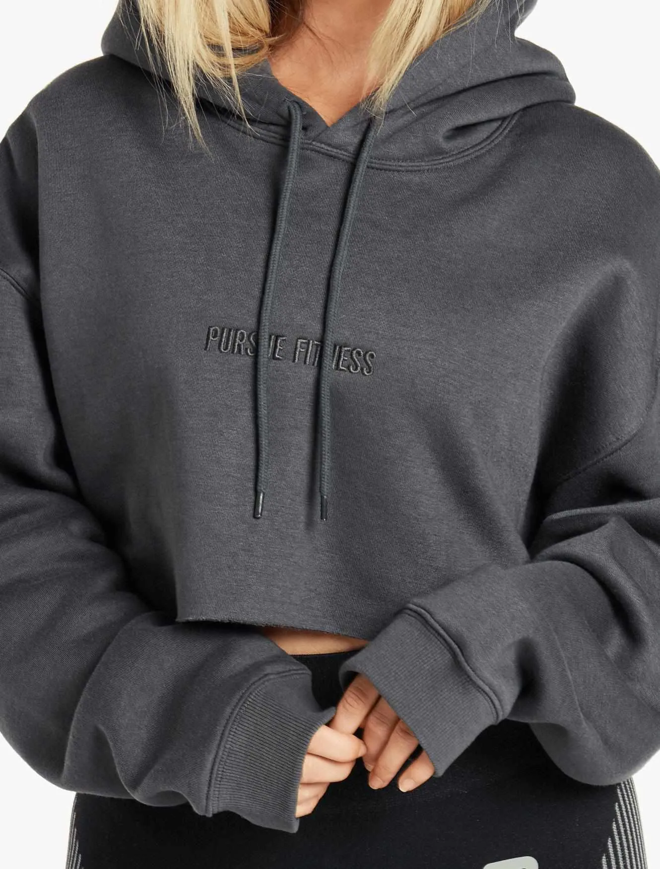 Oversized Crop Hoodie - Slate