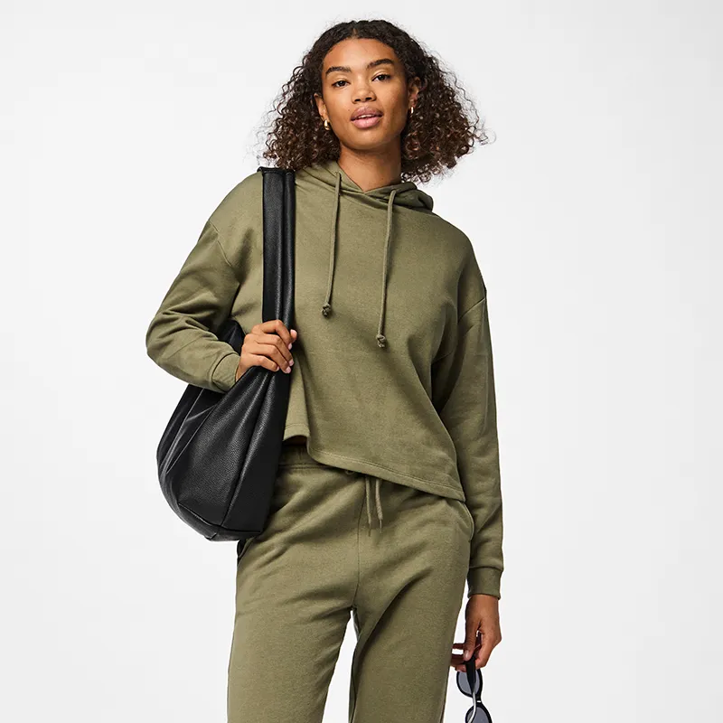 Pieces Chilli Women's Cropped Hoodie Deep Lichen Green