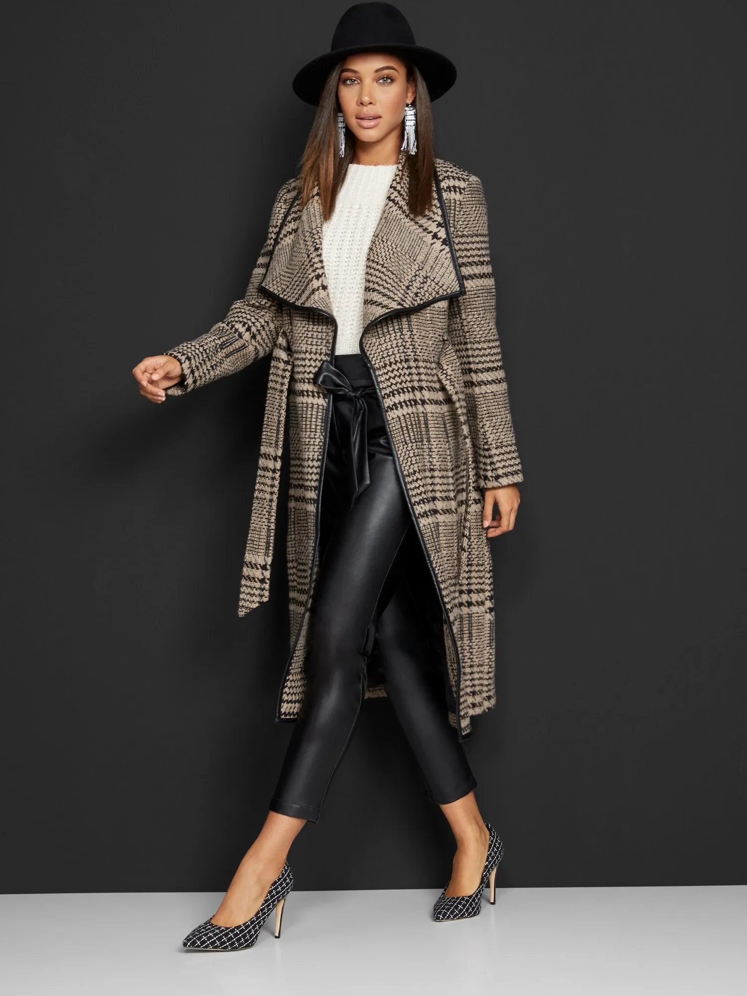 Plaid Belted Flyaway Trenchcoat