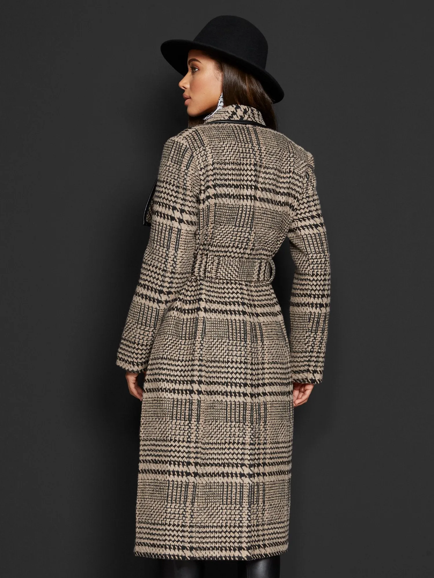 Plaid Belted Flyaway Trenchcoat