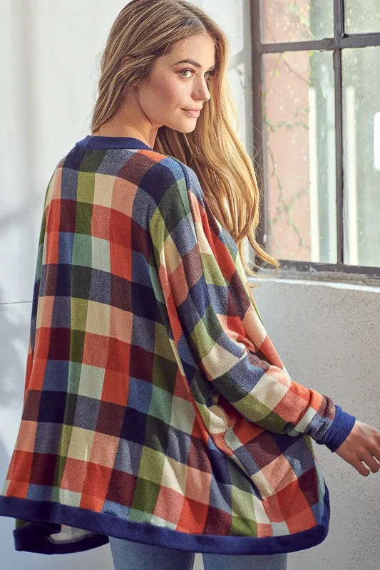 Plaid Button Boyfriend Cardigan