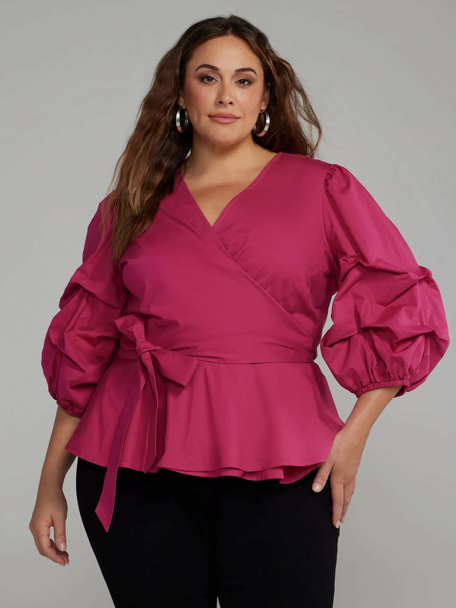 Plus Novelty Sleeve Tie Top