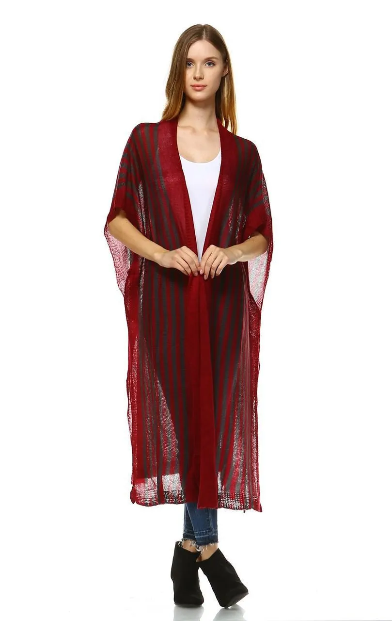 Plus Size Aztec Tribal Poncho Capes Wrap Cardigans Burgundy 1