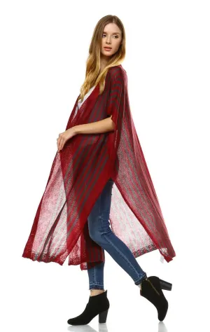 Plus Size Aztec Tribal Poncho Capes Wrap Cardigans Burgundy 1