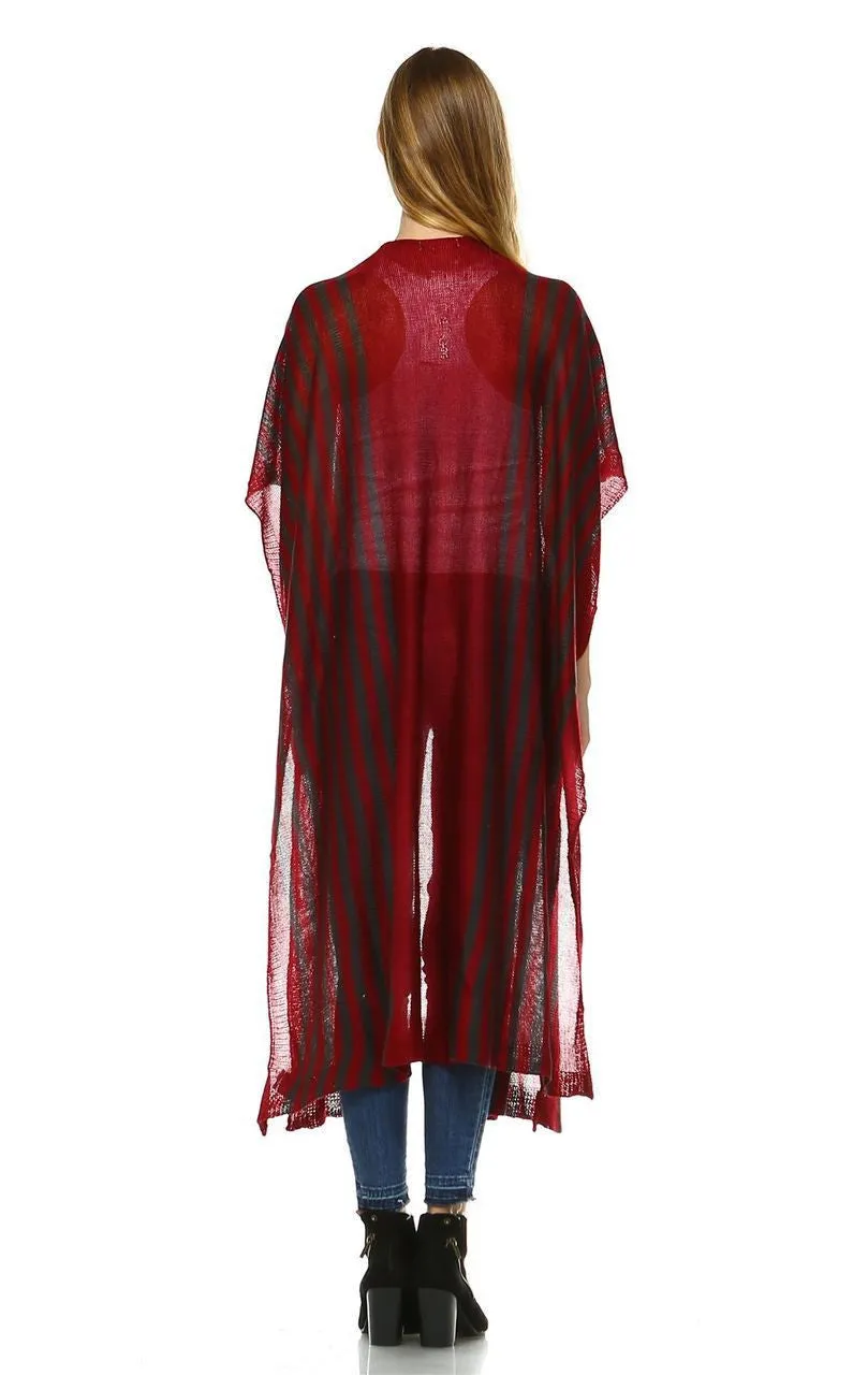 Plus Size Aztec Tribal Poncho Capes Wrap Cardigans Burgundy 1