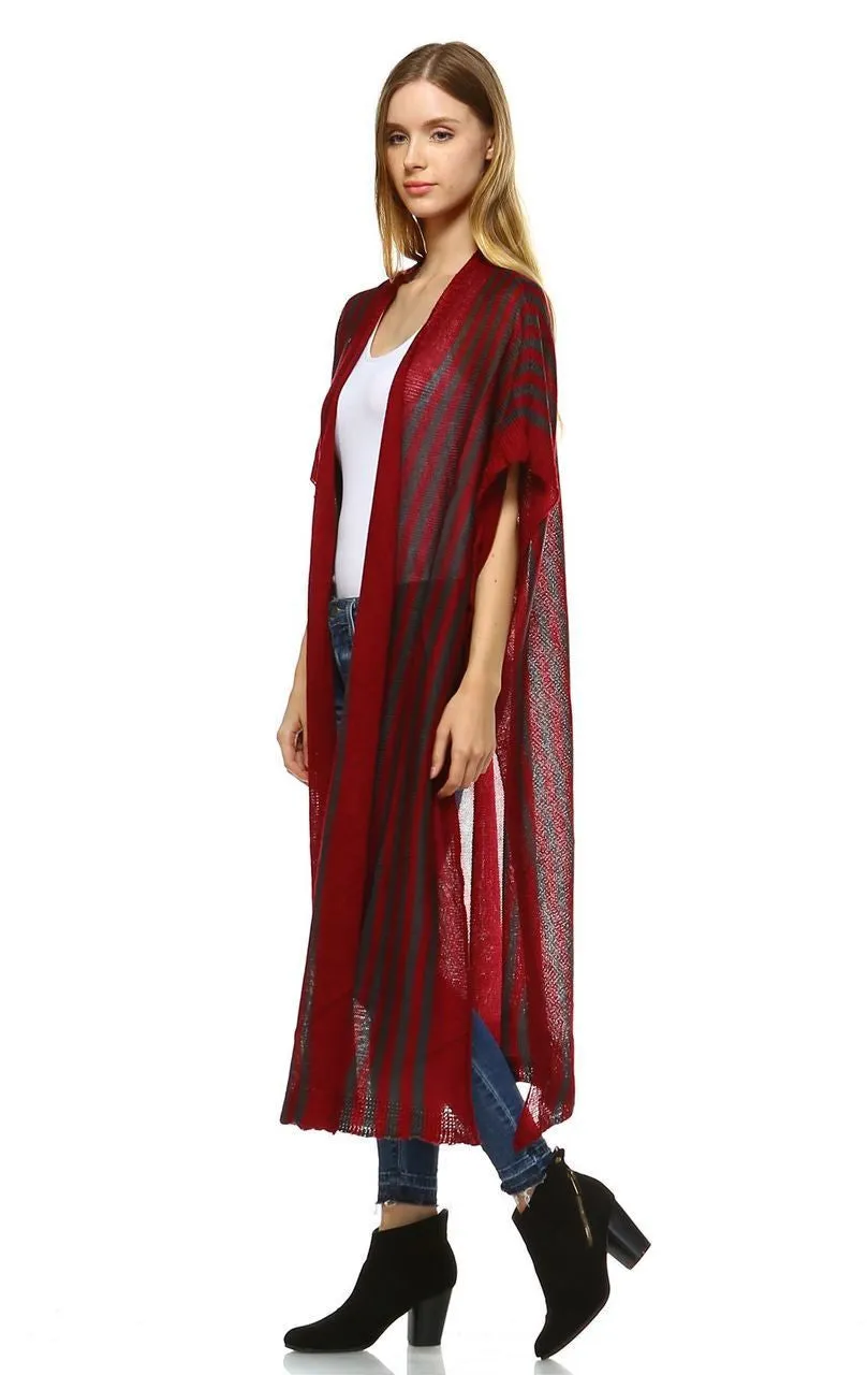 Plus Size Aztec Tribal Poncho Capes Wrap Cardigans Burgundy 1