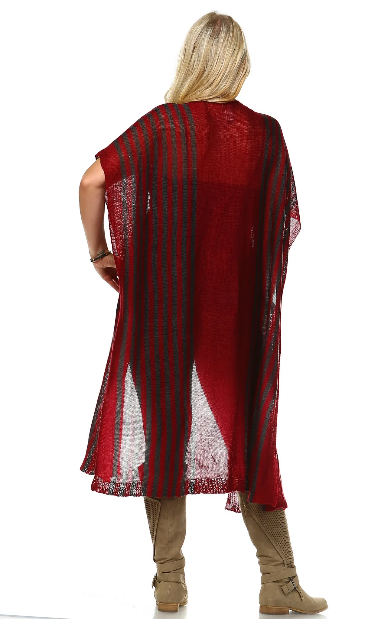 Plus Size Aztec Tribal Poncho Capes Wrap Cardigans Burgundy 1