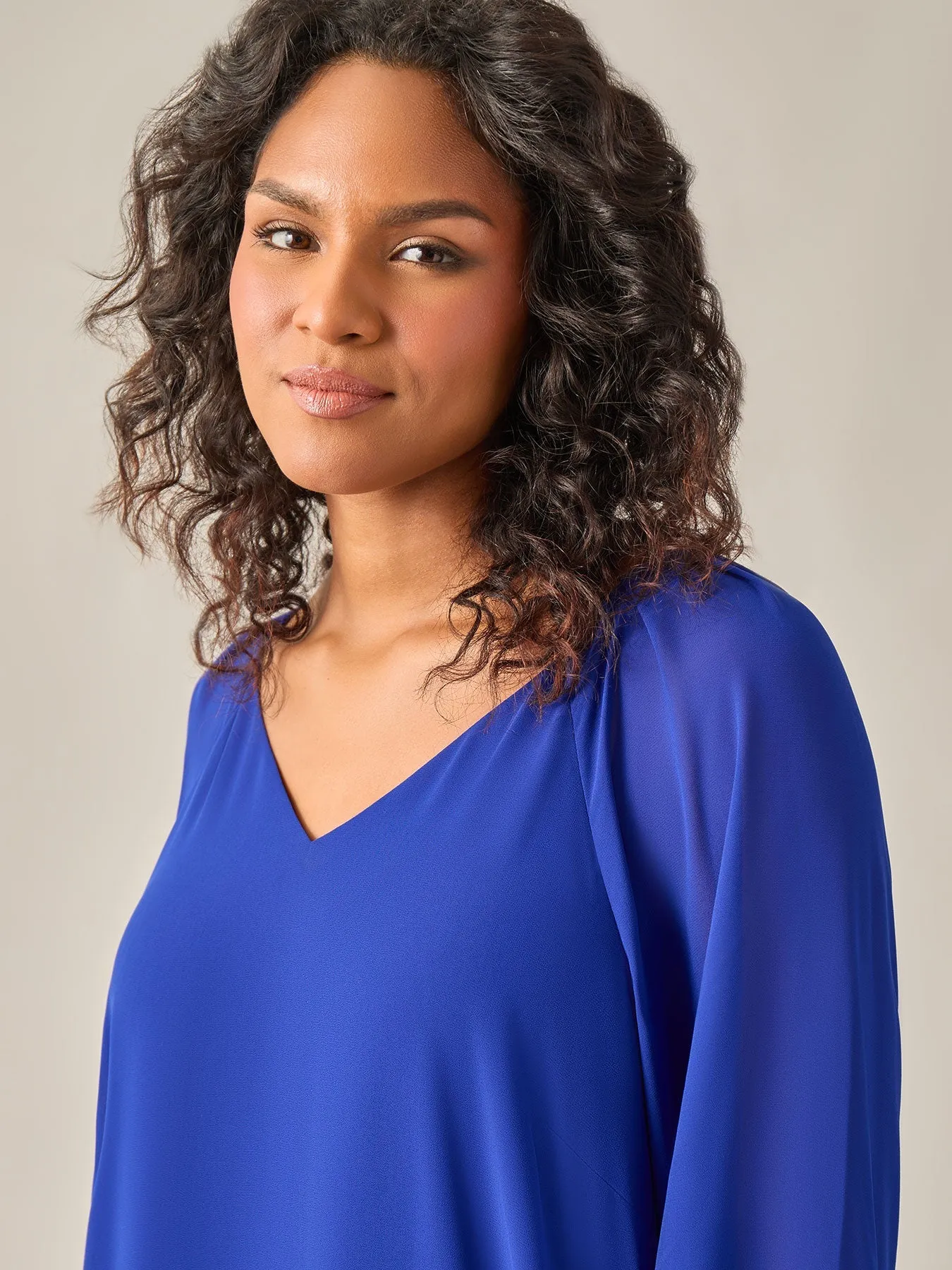 Plus Size Raglan Sleeve Blouse, Royal Signature