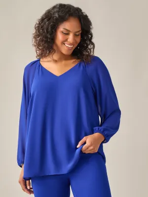 Plus Size Raglan Sleeve Blouse, Royal Signature