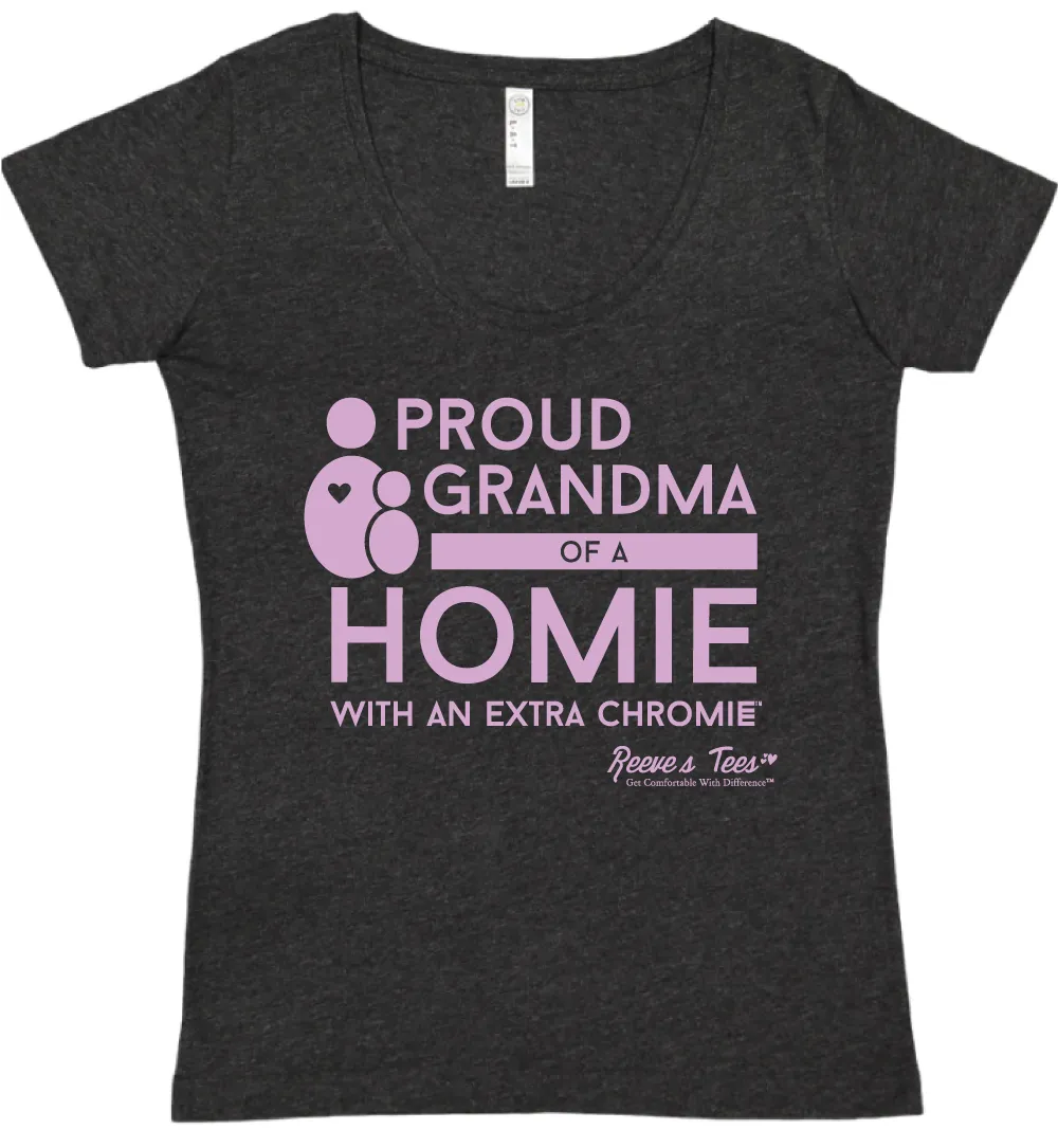 Proud Grandma of a Homie with an Extra Chromie&trade - Ladies - Short Sleeve Tee