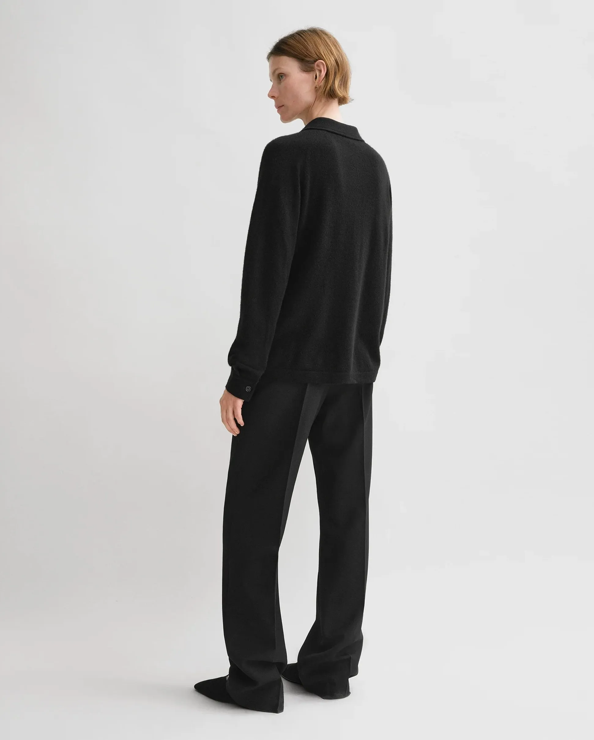 RAGLAN-SLEEVE CASHMERE SHIRT / BLACK