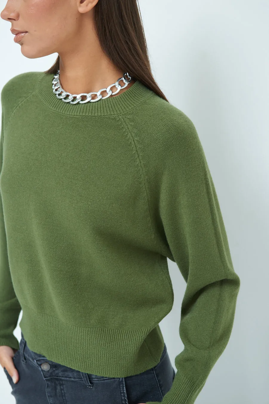 Relaxed fit knit sweater with ribbed cuffs wholesale