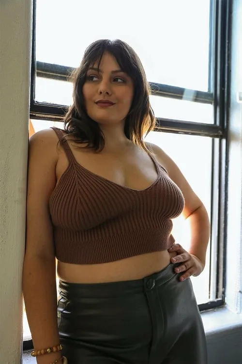 Rib Knit Plus Size Brami Crop Top