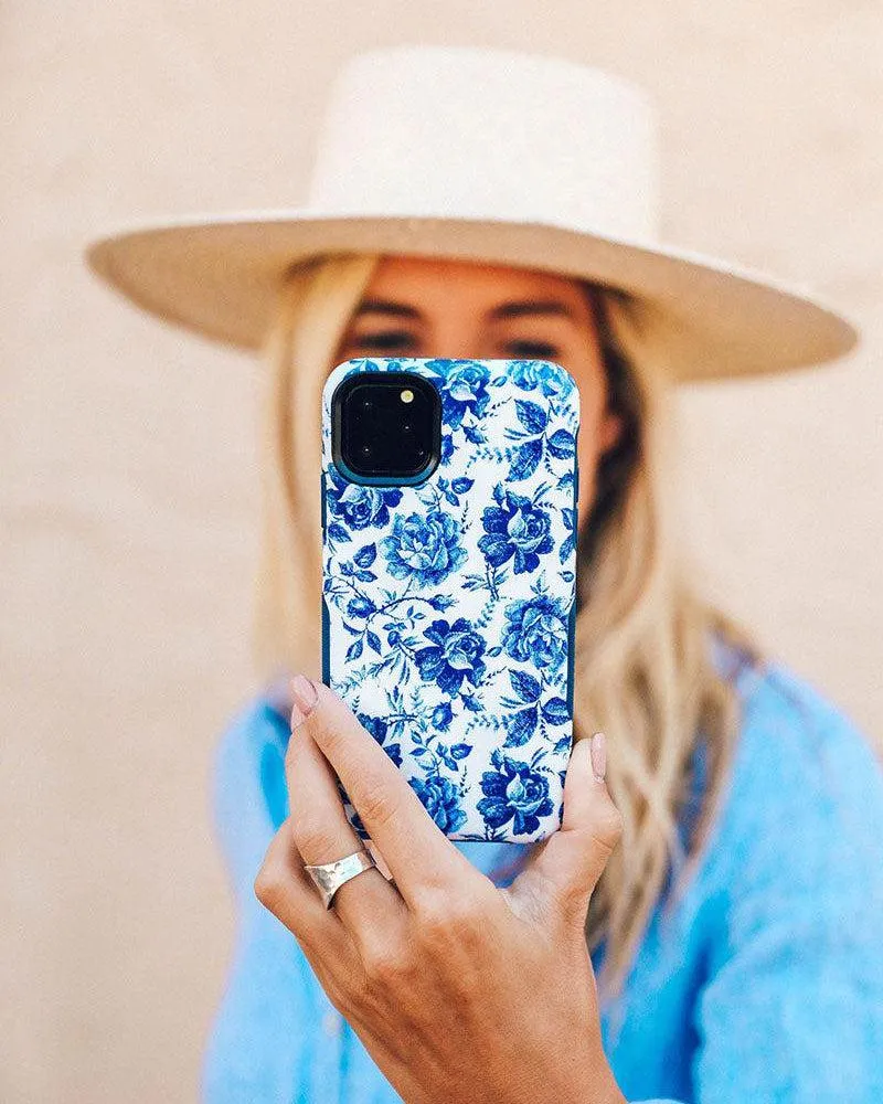 Rose to Fame | Blue & White Rose Floral Samsung Case