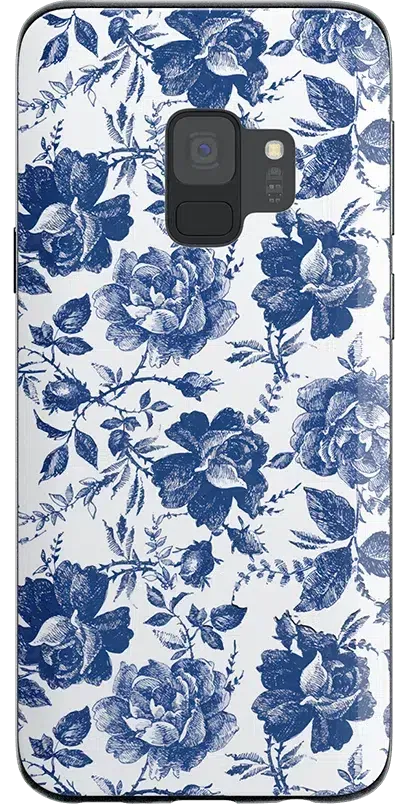 Rose to Fame | Blue & White Rose Floral Samsung Case