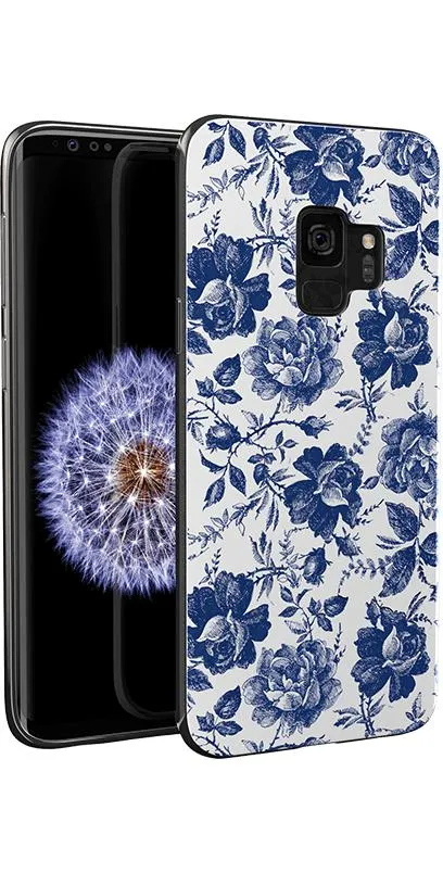 Rose to Fame | Blue & White Rose Floral Samsung Case