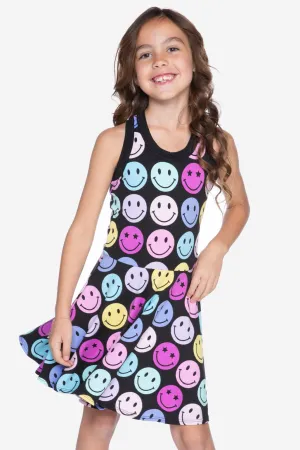 Simply Soft Racerback Skater Dress - Black Multi Smile