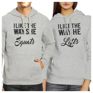 Squats Lifts Grey Matching Hoodies Pullover Workout Couple Gifts