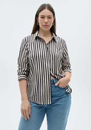 Striped flowy shirt - Light Beige