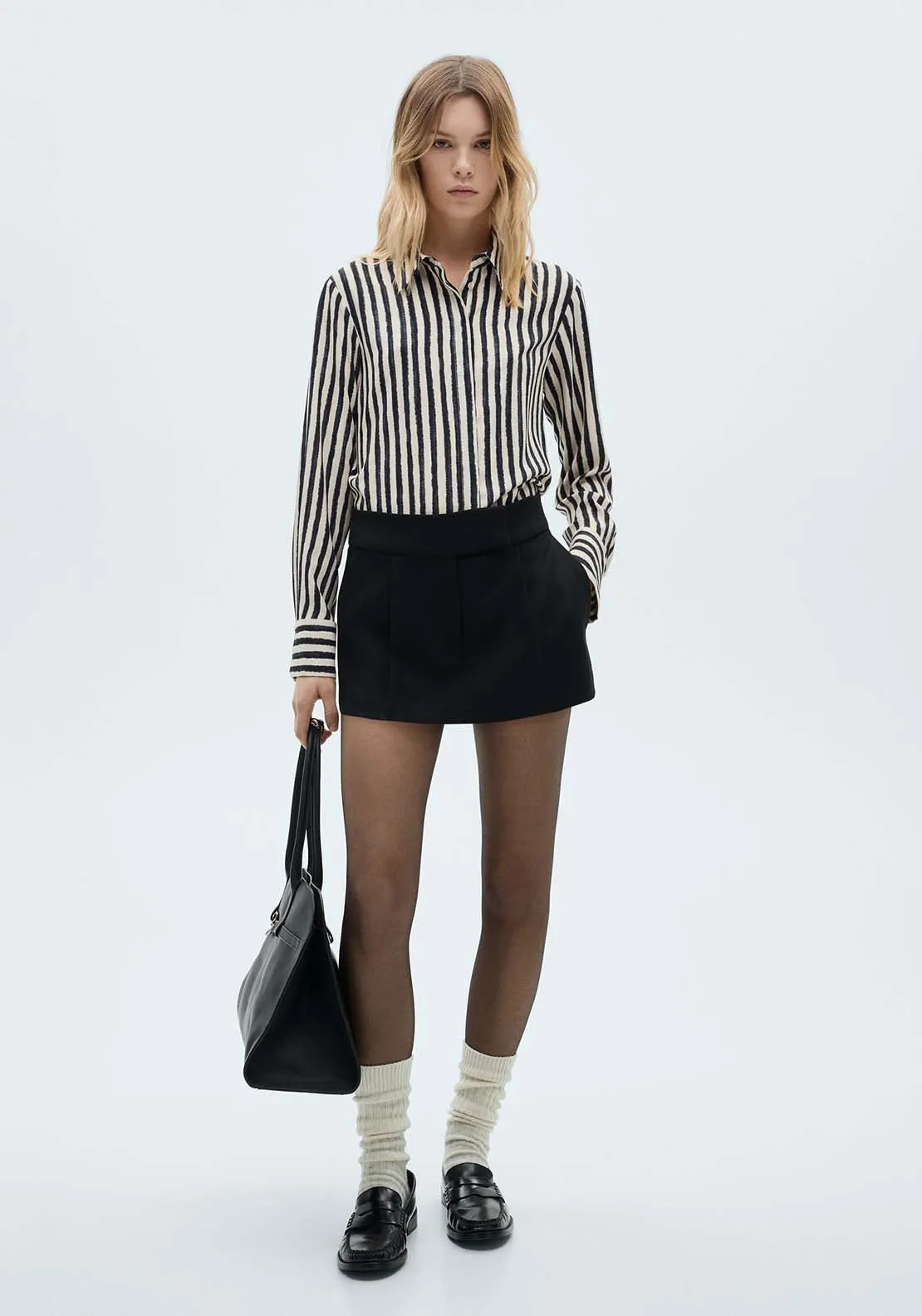 Striped flowy shirt - Light Beige