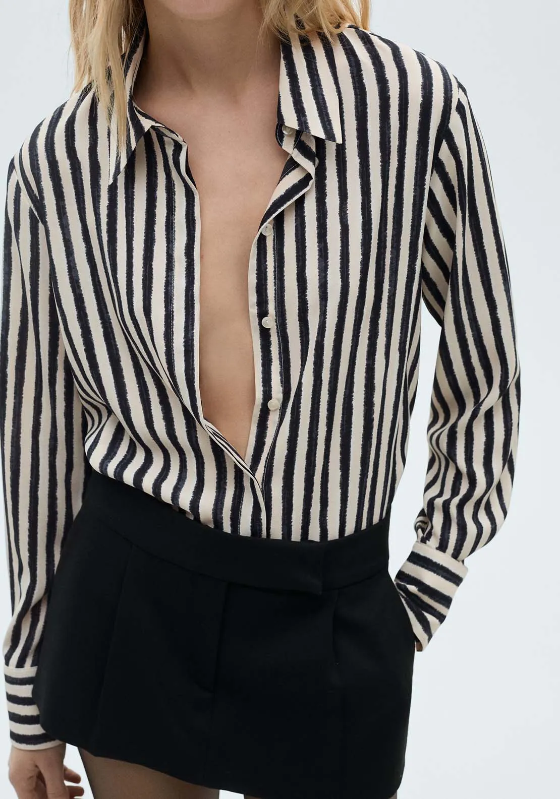 Striped flowy shirt - Light Beige