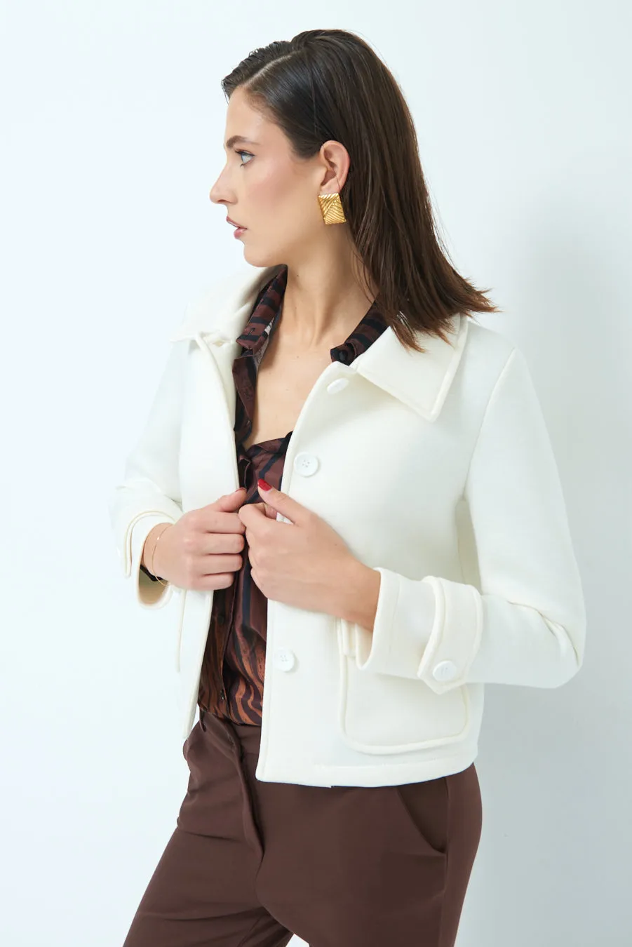 Tailored button-up jacket wholesale