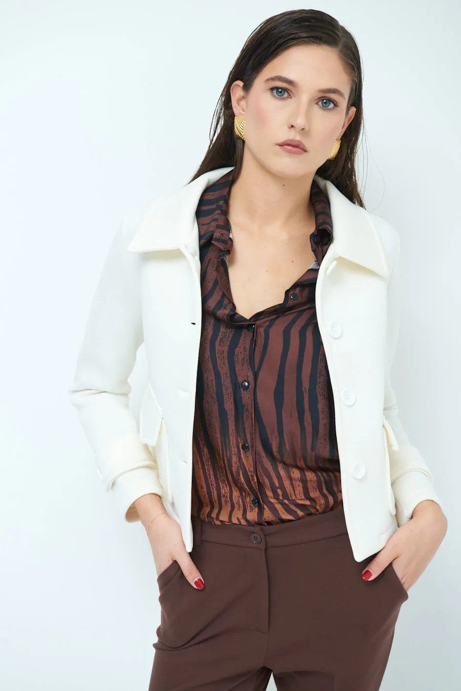 Tailored button-up jacket wholesale