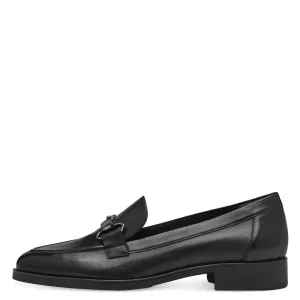 Tamaris Elegant Black Loafer with Chain Detail and Block Heel