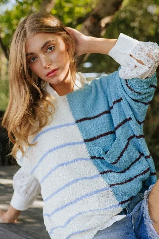 Textured Multi-Color Striped Sweater  *Online Only*