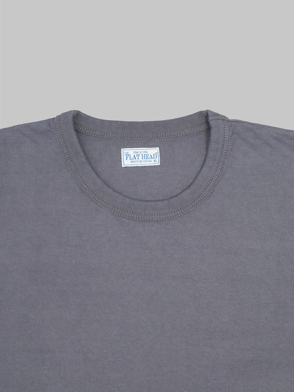 The Flat Head Loopwheeled Heavyweight Plain T-Shirt Charcoal