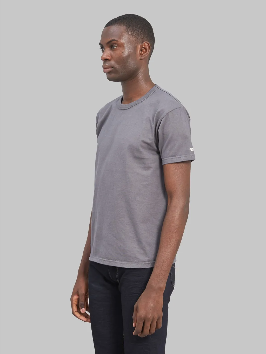 The Flat Head Loopwheeled Heavyweight Plain T-Shirt Charcoal