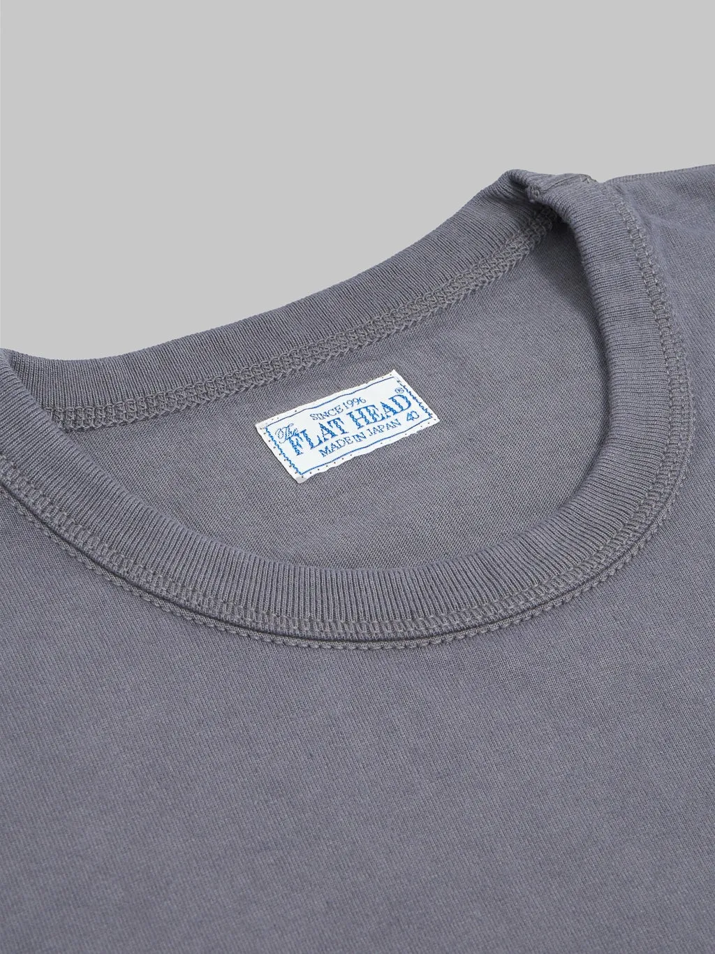 The Flat Head Loopwheeled Heavyweight Plain T-Shirt Charcoal