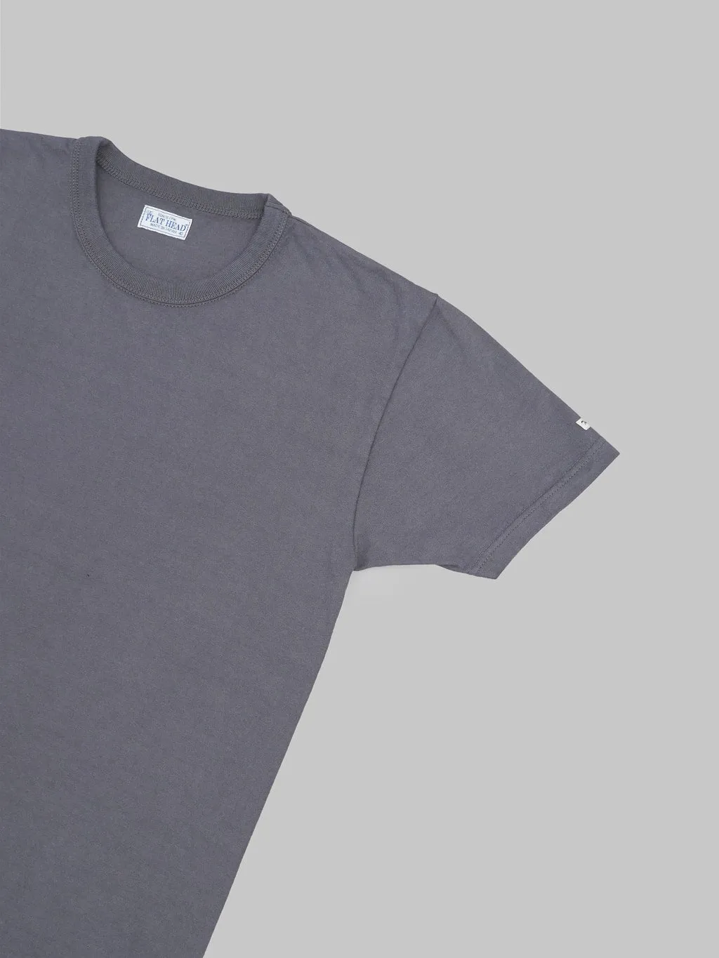 The Flat Head Loopwheeled Heavyweight Plain T-Shirt Charcoal