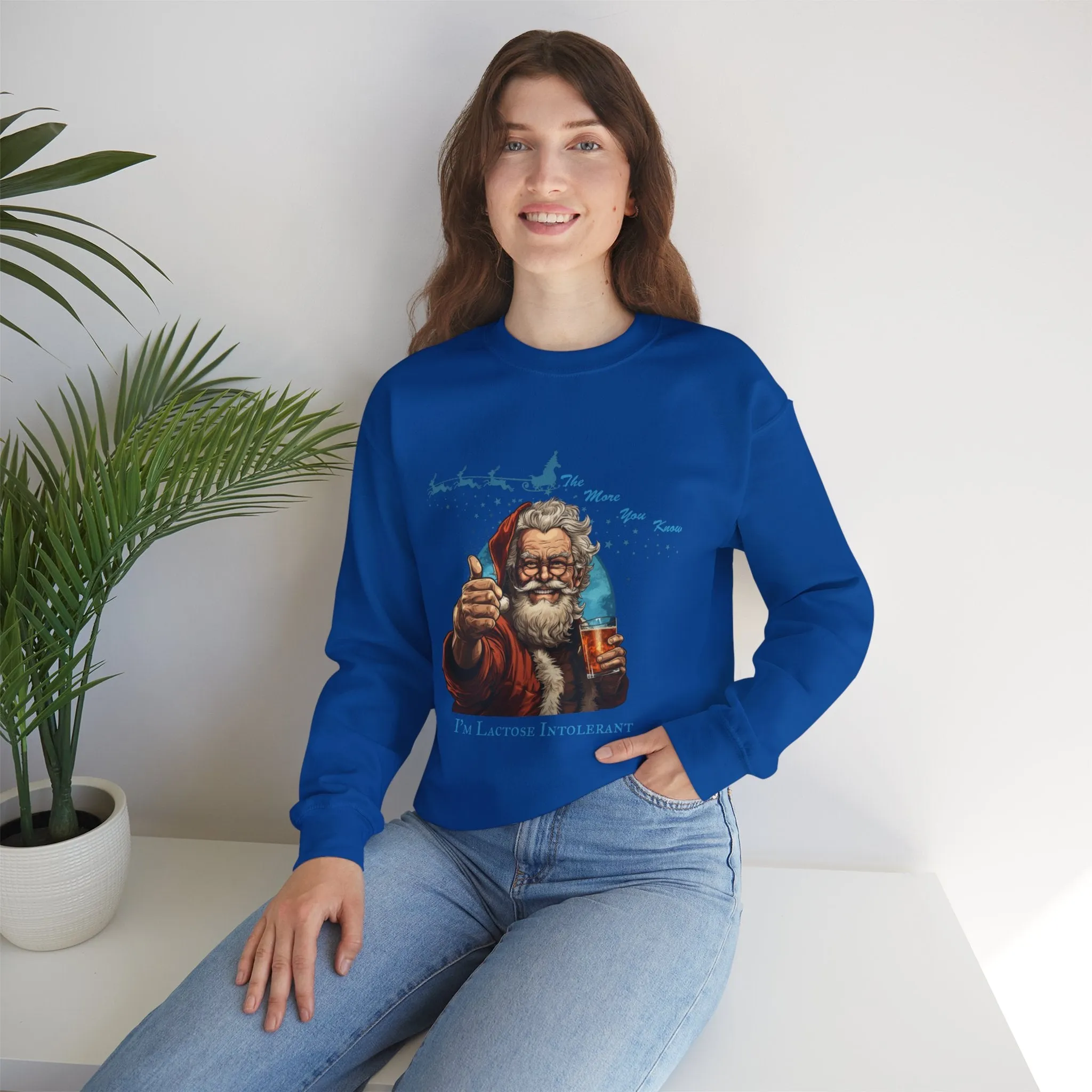 Unisex Santa "The More You Know"Crewneck Sweatshirt: Christmas Sweater. Great Gift For Him Gift For Dad Gift For Beer Lover Stocking Stuffer