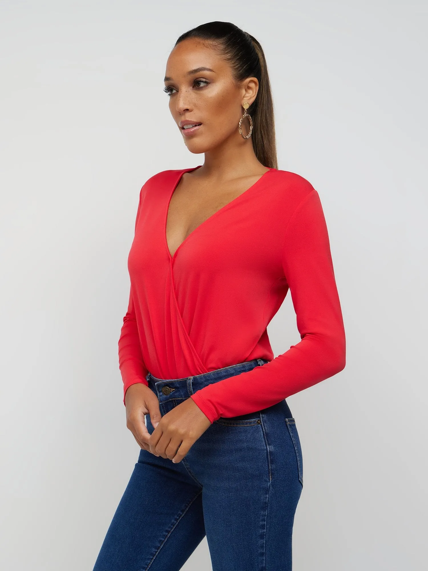 V-Neck Wrap Knit Bodysuit