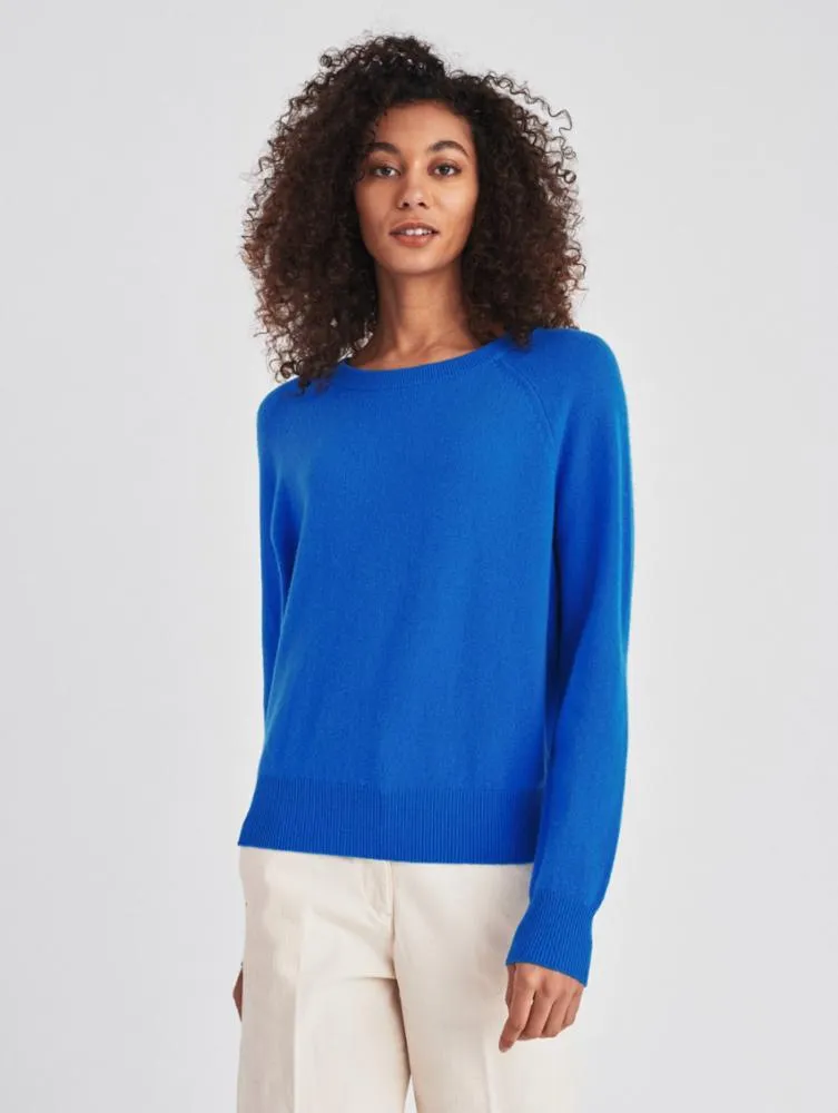 White   Warren - Cashmere Rib Trim Sweatshirt in Azure Blue