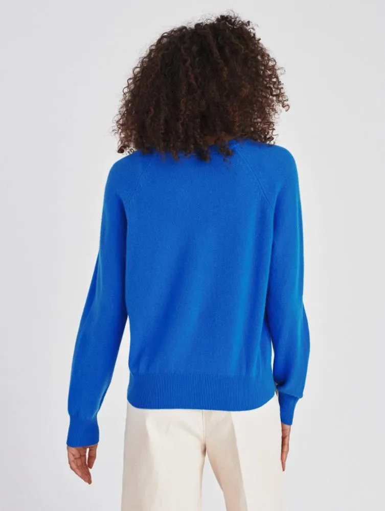 White   Warren - Cashmere Rib Trim Sweatshirt in Azure Blue