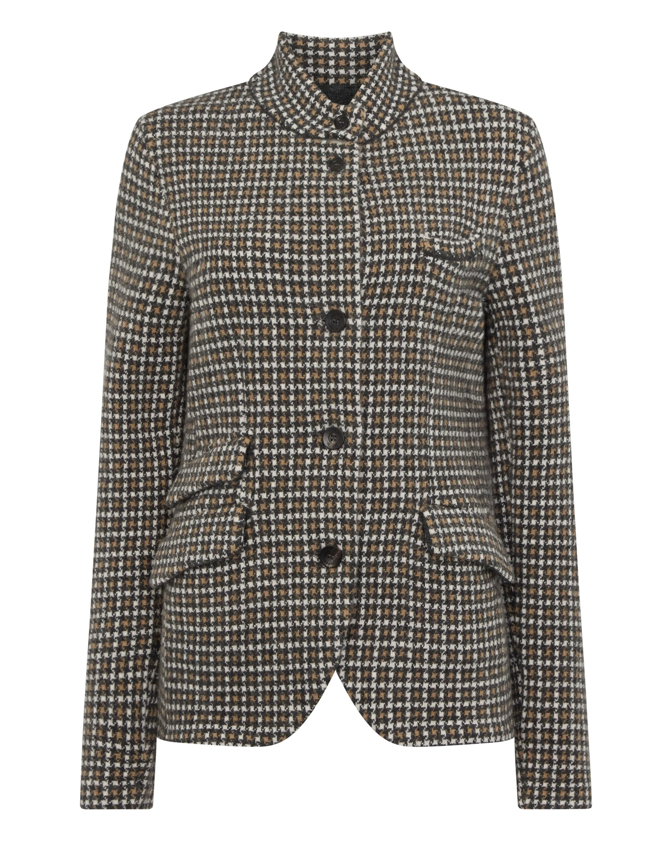 Women's Dogtooth Utility Cashmere Blazer Brown