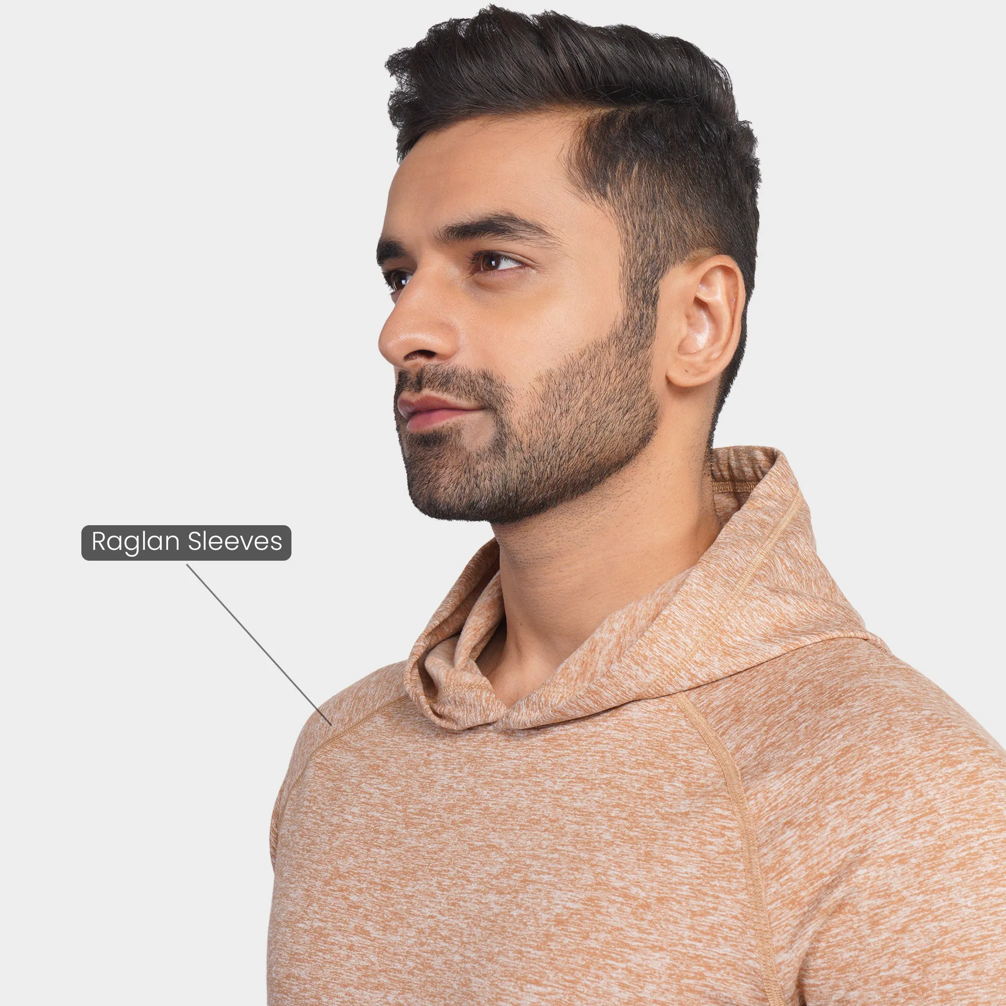 Work-Travel Melange Apricot Pocket Hoodie