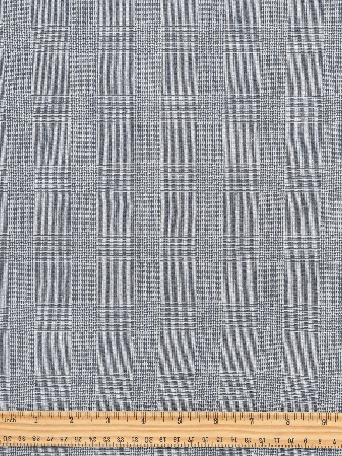 Yarn Dyed Glen Check Irish Linen Suiting Deadstock - Cream   Grey